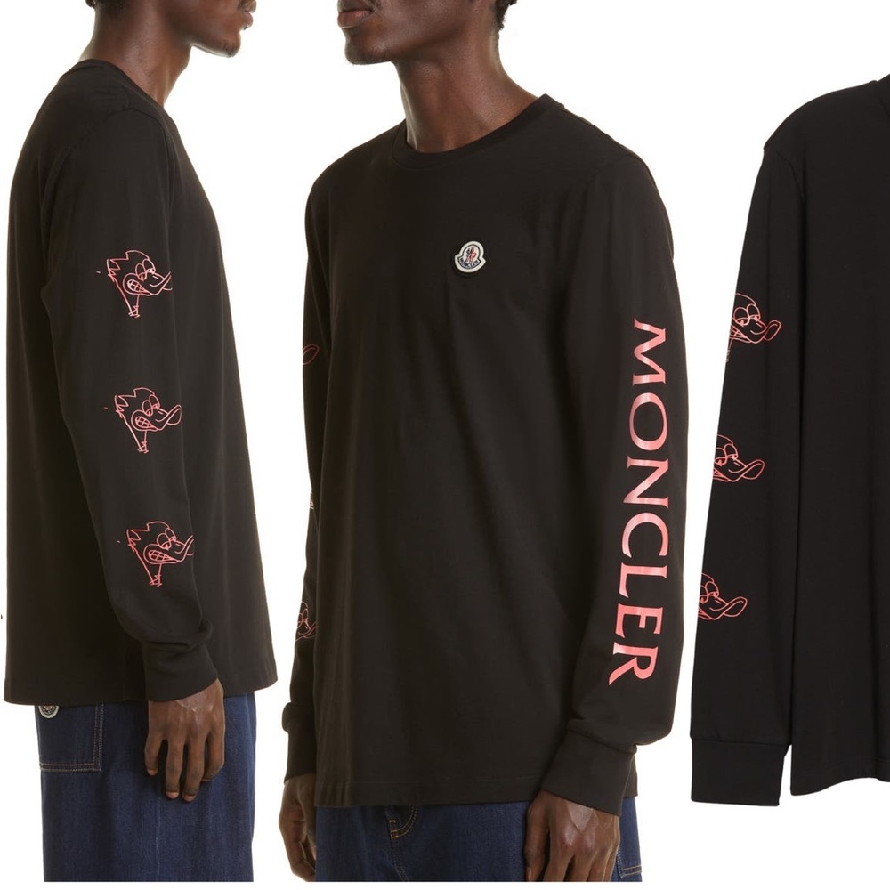 Moncler duck long sleeve graphic tee shirt